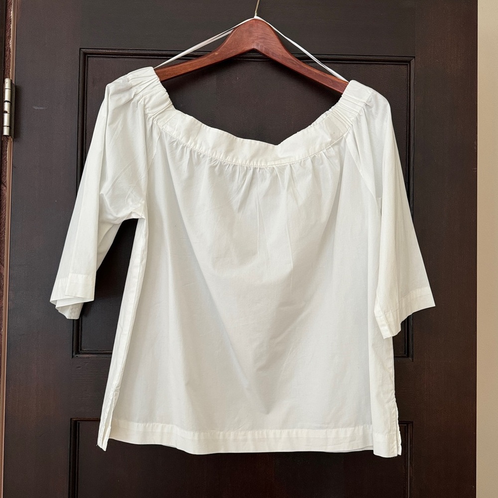 Madewell White Cotton Off Shoulder Top - Size M